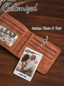 1/2/5张定制照片钱包卡，个性化照片钱包插卡，情侣定制照片钱包卡，可印制个性化图片和文字，送给祖父母、爸爸、妈妈和朋友的礼物，适合周年纪念日和生日，送给她、男朋友、女朋友、爸爸、妈妈、家人、朋友、儿子、女儿、学生生日毕业礼物 - 彩色 - 查看 2