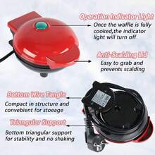 Mini máquina para hacer waffles, molde para waffles en forma de corazón, molde para waffles antiadherente de 4 pulgadas, máquina para hacer panqueques portátil, máquina para hacer desayuno, fácil de limpiar, perfecto para... - Multicolor - Ver 7