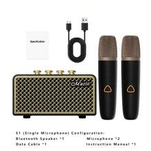 Portable Bluetooth Speaker, Portable Bluetooth Karaoke Speaker, Bluetooth Speaker, Bluetooth 5.4 Version, 10m Stable Connection, 8 Hours Playtime, TWS & USB One-Cable Function, 10W*2 Output Power, Classic Retro Saxophone Buttons, Support Bluetooth Connection/TYPE-C To USB Drive Playback/AUX Input, Compatible With Computers, Tablets, Apple And Android Devices, Suitable For Outdoor/Home/Travel/Party/Family/Ramadan/Birthday Gifts