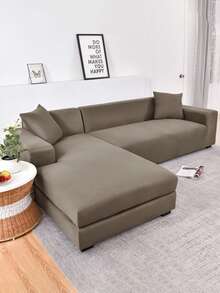 1 件纯色牛奶丝弹力沙发套，现代四季通用全包式沙发套，宠物友好型沙发保护套，可机洗，宠物友好型家居装饰，1 座、2 座、3 座、4 座可选 - 淺駝色 - 查看 3