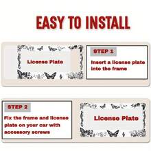 1pc Metal License Plate Frame, Exquisite Butterfly And Floral Design, Suitable For American And Most International Vehicles, Includes Mounting Screws, Car Decoration Accessory, Perfectly Displays Retro Charm, Ideal Valentine's Day Gift,Car Cover,Car Must Haves,Gifts,Car Decor,Car Acessesories>Essentials,Car Picks - Nhiều màu, kích thước 12.2x6.3 inch/31x16 cm - Xem 3