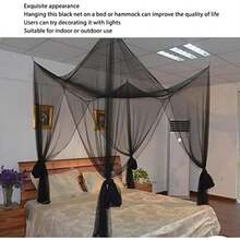 Changor Red para Cama Insectos, 190x210x240cm, Red Ligera Negra con Dosel para Cama, Exquisita Cubierta de 4 Esquinas para Interiores, Exteriores, Camping, Viajes, Material(default) - Multicolor - Ver 3