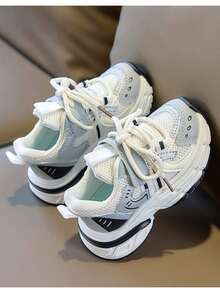 1 Pair Unisex Fashion Breathable Mesh Low-Top Sneakers, Soft Sole Non-Slip Casual Toddler Shoes, Versatile Student Running Shoes, Suitable For Spring And Autumn - Beige - View 2