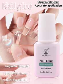 1支强力美甲胶水，粉色亚克力美甲液，适用于按压式美甲，刷涂式美甲胶水，持久耐用，适用于亚克力美甲贴片
