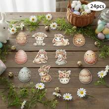 Adornos para árbol de Pascua, conejito de flores rústico, mini adornos de madera para el hogar. - Multicolor - Ver 4