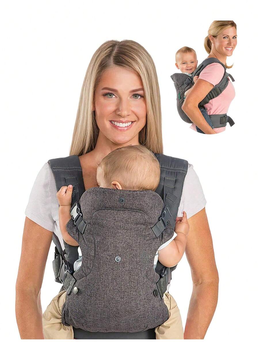 4-In-1 Gray/Black/ Black & Grey/Leopard Print Convertible Baby Carrier,Baby Stuff,Gifts For Babies And Mothers,Christmas Gift,Front Facing Baby Carrier,Adjustable, Ergonomic Babywearing, Registry Essential, Baby Carrier For Newborn To Toddler, Gray/Black/ Black & Grey Leopard,Ergo Baby Carrier,Canguro Para Cargar Bebe,Senarah Toddler Carrier - 多色A - 查看 1
