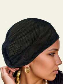 1件装时尚透气网眼黑色内衬帽 - 弹性好、轻便易携 | 时尚涤纶发帽、万圣节礼物、夏季、沙滩帽 - 彩色 - 查看 5