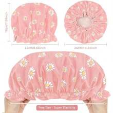 IEOVIEE Gorrito para bañarte de Mujer, Gorro de Baño Impermeable Doble Capa con Diseño Florido Único, Reutilizable para Pelo Largo, Corto o Rizado(Rosa Flor de Cerezo - Margarita) - Multicolor - Ver 4