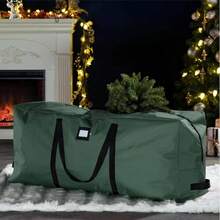 Bolsa de Almacenamiento para Arbol de Navidad, 600D Tejido Oxford Impermeable, Apto para rboles Navideo de Menos de 220CM con Doble Cierre y Asa 122 * 38 * 51cm Verde - Verde - Ver 7