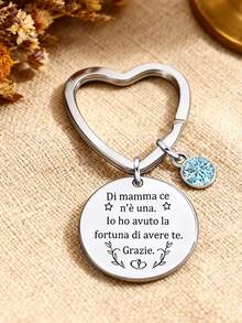 Presente para o Dia das Mães, Chave da Mãe, Presente de Aniversário para Mãe e Filho, Eu Te Amo Mãe, Casual, Fofo, Elegante, em Aço Inoxidável, Dia das Mães - Prata - Ver 1