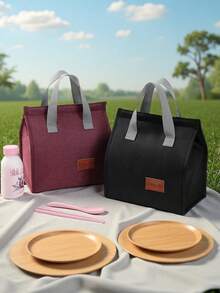 1pc Portable Lunch Bag For Students, Thickened Insulated Lunch Pack, Waterproof And Oil-Resistant, Cation Bag - Multicolor - View 2