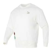 Puma 男女通用卫衣，2026 春季新款休闲舒适抓绒圆领长袖套头衫，625834-65 - 白色 - 查看 7