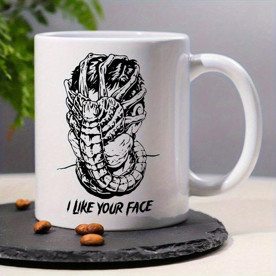 Unique Ceramic Mug With "I Like Your Face" Funny Quote, Perfect Gift For Coffee Lovers, Collectible