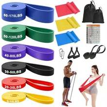 18PCS Bandas de Resistencia, Ligas de Resistencia para Ejercicio,y Correas de Yoga Elásticas,con 2 Asas, Anclaje para Puerta, Gancho y Bolsa,para Ejercicio, Fitness, Entrenamiento, etc(default) - Multicolor - Ver 2