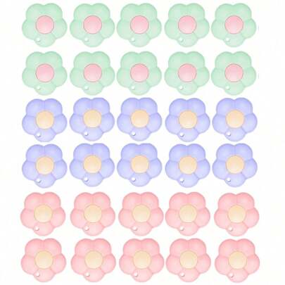30pcs Flower Shaped Mini Retractable Utility Knives With Keychain Hole For Office, Home, Craft Use