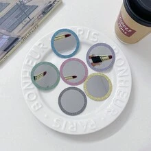 2片装时尚闪亮手机后盖DIY无线磁吸化妆镜，多功能亚克力镜面手机贴片，适用于化妆、补妆、小镜子、化妆镜、手机配件、手持镜 - 彩色 - 查看 6