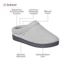 Isotoner Womens Indoor/Outdoor Slipon Diamond Microterry Gemma Clog Slippers With Memory Foam Comfort - Xám nhạt + 6,5-7 - Xem 2