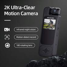 1pc 2K Ultra-High Definition Law Enforcement Recorder, Portable Wearable Camera, Motion Monitor, Equipped With A Lens That Can Rotate 180 Degrees, LCD Screen And Night Vision Function, Suitable For Travel, Sports, Cycling, Fishing And Daily Recording, And Also An Excellent Choice For Festivals And Birthday Gifts. - Black - View 3