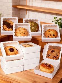 6pcs/1pc 8" X 8" Bread Box With Window, Pie Box, Cookie Box, Chocolate & Strawberry Box, Cake Box / Suitable For Wedding, Birthday, Christmas, Holiday