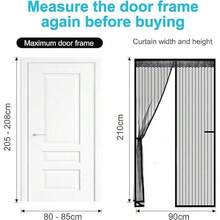 Cortina de Puerta Magnética,con sello magnético de cierre automático súper hermético,con Nylon Tiras de Almacenamiento en los Lados,Cinta Sin Taladros, puerta de pantalla magnética malla. (230*110cm) - 220*100cm - Ver 2