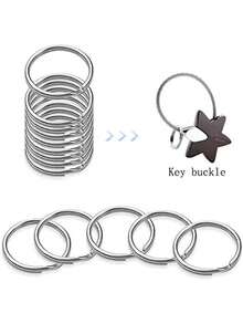 5pcs 12mm Metal Split Key Rings, Bulk Open Jump Rings, DIY Craft Keychain Connectors - Silver - View 3