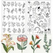Water-Soluble Embroidery Stabilizer Pre-Printed Paper With Floral, Plant And Animal Patterns, Self-Adhesive Non-Woven Embroidery Pattern Stickers, Clothing Embroidery Transfer Stickers - Black and White - View 10