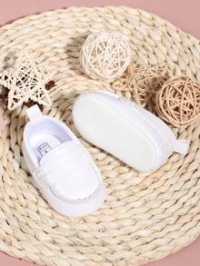 1 Đôi Trẻ Sơ Sinh 0-3 Tháng Tuổi Trẻ Sơ Sinh Bé Trai Đế Mềm Giày Đế Mềm PU Thoáng Khí, Giày Thể Thao Thoải Mái Phù Hợp Cho Mọi Trận Đấu, Thích Hợp Cho Mùa Xuân Và Mùa Thu - trắng - Xem 3