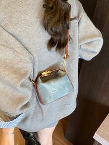 Túi xách mini, Túi đeo cổ tay nhỏ màu trơn, Ví đeo chéo thời trang trẻ em, Túi đựng son môi - Khóa dập nổi màu trơn - Xem 6