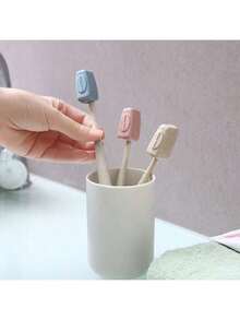 4pcs Toothbrush Covers, Portable Outdoor Travel Toothbrush Holder, Portable Toothbrush Head Storage Protective Cover Bath Accessory Organizer Home Bathroom Decor Fall Decor Back To School - Multicolor - View 4