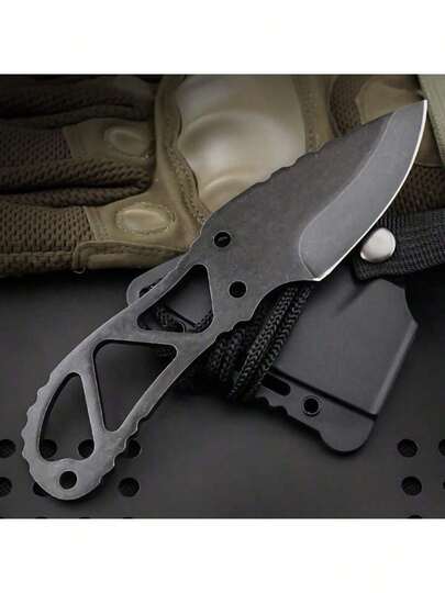 1 pieza Cuchillo utilitario de acero inoxidable para exteriores, adecuado para camping, autodefensa - Hoja afilada de acero inoxidable de alta dureza