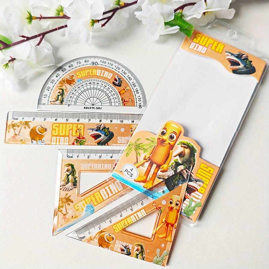 Tralalero Tralala Tung Tung Sahur Themed Ruler - Imaginative Italian-Style Design, Suitable For Office, Teaching And Drawing, An Essential Fun Accessory For School, Also A Whimsical Stationery Item, Sturdy Structure With Smooth Edges - Multicolor - View 1