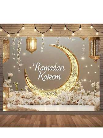 1pc Ramadan Kareem Polyester Backdrop - Multipurpose Eid Decoration, Suitable For Weddings, Birthdays, Bachelorette Parties, Etc. - Indoor/Outdoor Use, No Electricity Required, Photography Background | Ramadan Theme | Durable Backdrop, Islamic Home Decor