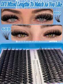 280 件装 DIY 睫毛嫁接套装，60D/80D 睫毛簇套装，D 卷 DIY 睫毛套装，浓密丰盈的假睫毛嫁接簇，圣诞旅行套装。 - D - 查看 6