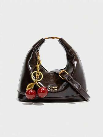 New Fashion Joker Solid Color Pu Waterproof Fabric, Letter Pattern Decoration Design, Zipper Opening And Closing, Handbags, Square Bags, Burgundy Bags, With Pendant Decoration Design, Can Be Slung, Suitable For Shopping.