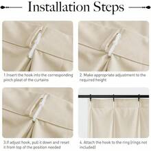 Olive Green Pinch Pleated Curtains 96 Inches Long, Thermal Insulated Window Drapes With Hooks, Soft Track System Panels Living Room, W38 X L96, 2 Panels, Home Decor - 淺褐色的 - 查看 6