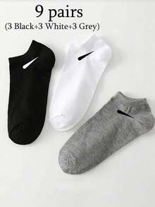 1/6/9/10/12/15/30双男女通用袜子运动袜白/黑/灰短袜隐形袜纯色简约款适合日常休闲穿着 - 彩色 - 查看 15