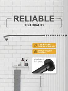 弧形可伸缩浴帘杆，需搭配L型浴室杆使用，不锈钢加固可伸缩L型杆，浴室浴帘套装 - 銀色 - 查看 5