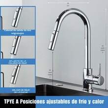 Grifo de Cocina Monomando Moderno y Elegante Rociador Extraíble - Plateado - Ver 4