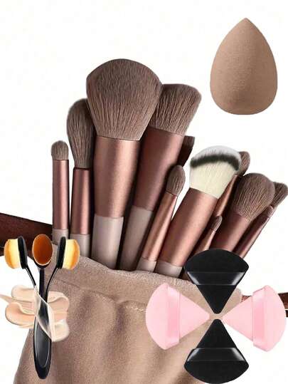 هدية عيد الحب: طقم فرش مكياج سفر صغير 13 قطعة - تصميم بسيط، يأتي مع حقيبة تخزين محمولة، فرش مكياج عالية الجودة، مناسبة لمختلف إطلالات المكياج، أساسيات السفر المثالية للهواة الجمال، وهدية مفكرة للصديقات.