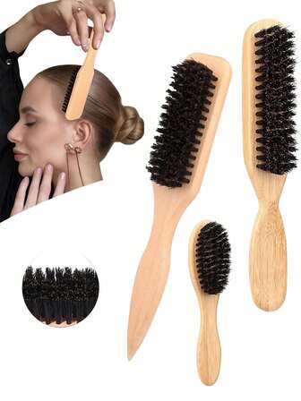 1pc,Unisex Hair Brush, Beard Styling Comb, Boar Bristle Beard Care Comb, Multi-Functional Cleaning Brush, Portable Travel Comb, Styling Tool, Two-In-One Hair Comb, Gift For Boyfriend, Girlfriend, Father, Create A Smooth Look, Essential For Daily Grooming, Massage Hair Follicles, Relieve Stress