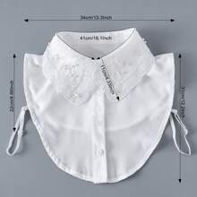 1件女款黑白刺繡可拆卸領飾，花卉圖案，珠飾裝飾，春季休閒配件 - 彩色 - 查看 6