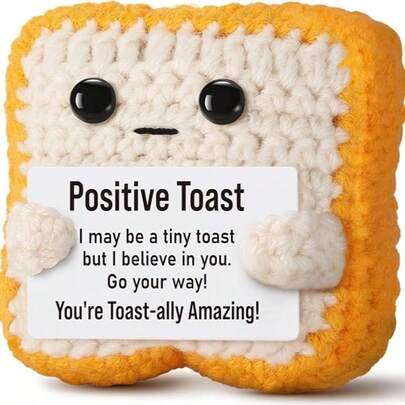 1个迷你趣味钩织吐司 - 父亲节生日礼物，送给父母、毕业生、老师、女儿、姐妹、最好的朋友 - 可爱的小玩意，钩织吐司装饰。