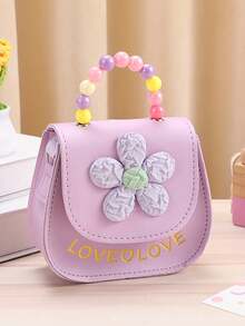 1 件装可爱粉色花朵儿童手提包，休闲街头风斜挎/单肩包，轻便按扣零钱包，适合外出、聚会、大学等场合 - 无内衬，顶部单提手肩带，非常适合情人节、圣诞节，是送给女孩的绝佳礼物。 - 彩色 - 查看 9