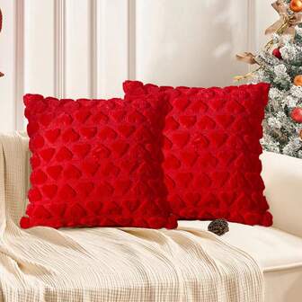 2 piezas Fundas de almohada de felpa bordada navideña, Serie árbol de Navidad, Fundas de almohada decorativas navideñas, Fundas de cojín cuadradas, 45 x 45 cm (Inserto de almohada no incluido), Decoración del hogar festiva, Adecuado para dormitorio, sofá, oficina
