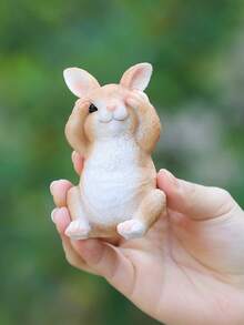 1pc Easter Resin Rabbit Figurine, "See No Evil, Hear No Evil, Speak No Evil" Series, Living Room, TV Cabinet, Desk Decor, Easter Decoration, Garden Ornament, Home Decor, Rabbit, Gift - Multicolor - View 5