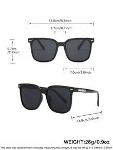 1 PC Men's Classic Iconic Square Frame Fashion Glasses, Lightweight Lenses For Party