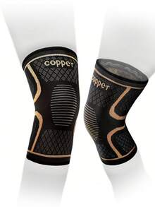 1 Pair Of Knee Guards For Both Men And Women - Copper Men's Knee Guards, Which Can Relieve Knee Pain. They Are Used To Alleviate Knee Pain, Treat Arthritis, Protect Knees During Exercise And Provide Rehabilitation Support. They Are Suitable For Sports, Running, Weightlifting, Etc., And Can Provide Support For The Knees In These Activities. Black Style.
