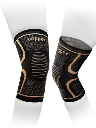 1 Pair Of Knee Guards For Both Men And Women - Copper Men's Knee Guards, Which Can Relieve Knee Pain. They Are Used To Alleviate Knee Pain, Treat Arthritis, Protect Knees During Exercise And Provide Rehabilitation Support. They Are Suitable For Sports, Running, Weightlifting, Etc., And Can Provide Support For The Knees In These Activities. Black Style.