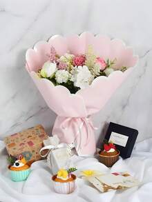 10张情人节花瓣形花束包装纸，粉色防水花束包装纸，适用于花店用品、DIY手工、礼品包装、婚礼、生日礼物、情人节、特殊场合花束、花束配件