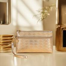 New Rhombus Clutch Wallet, Multi-Compartment Mini Long Coin Purse, Convenient Outdoor Phone Pouch, Storage Bag - Gold - View 7